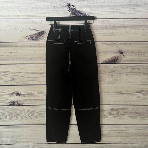 H&M Black & White Contrast Stitch High Waisted Ankle Pants - Picture 5 of 8